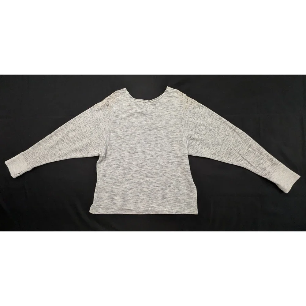 Free People Movement Long Sleeve Sweater Lace Cutout Heather Gray Small S